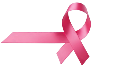 Pink breast cancer awareness ribbon isolated on transparent background