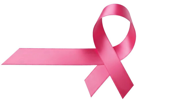 Pink breast cancer awareness ribbon isolated on transparent background