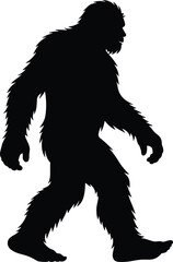 Fototapeta premium Black Silhouette of a Bigfoot Walking creature