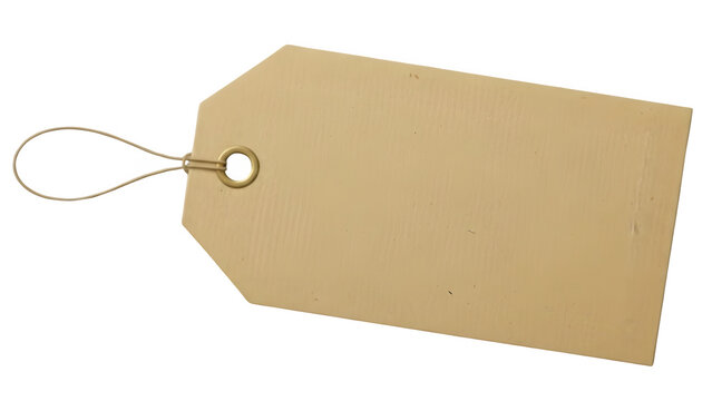 Blank Kraft Paper Gift Tag with String Loop and Punched Hole Isolated on Transparent Background PNG

