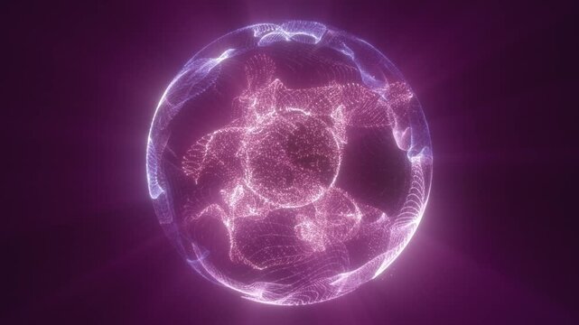 Glowing pink sphere formed by swirling particle lines
