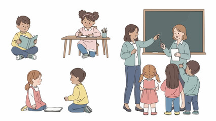 Teachers guiding students in modern classroom setting with diverse activities