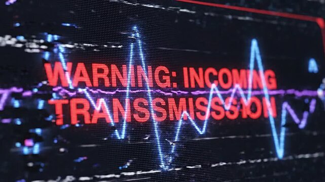 Oscillating waves interfering with a clear warning text transmission