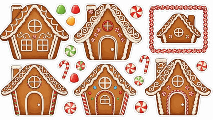 Gingerbread houses and candy decorations for Christmas