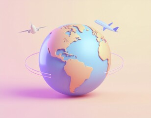 Fototapeta premium globe and airplane