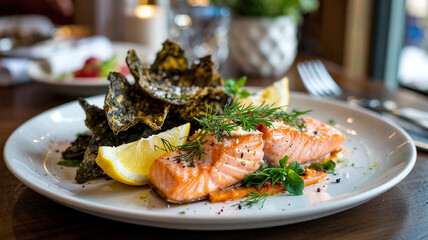 served with kale chips.