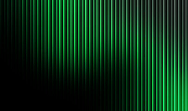 Abstract background featuring vertical illuminated green glowing stripes fading into deep black space creating dynamic visual texture