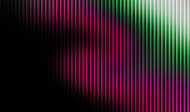 Abstract background featuring vertical lines with a vibrant gradient shift from deep black through magenta to bright green illumination.