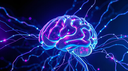 Abstract Futuristic Virtual Brain Representing Artificial Intelligence Concept