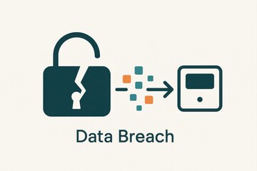 Unsecured Data Lock Revealing Intricate Data Breach Dynamics Depicting Potential Cybersecurity Threats Through Symbolic Digital Imagery and Vulnerability Representation