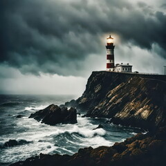 Guiding Light Beneath Stormlit Skies