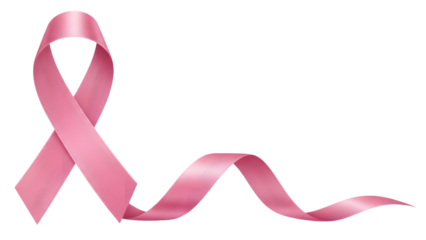 Pink ribbon for breast cancer awareness isolated on a transparent background