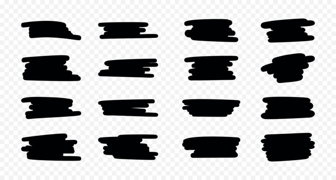 Thick marker lines, strokes. Hand-drawn brush underlines and paint stains