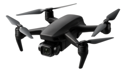 Three-rotor drone featuring a front-mounted high-resolution camera.