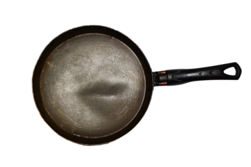 A frying pan with a handle on a white background