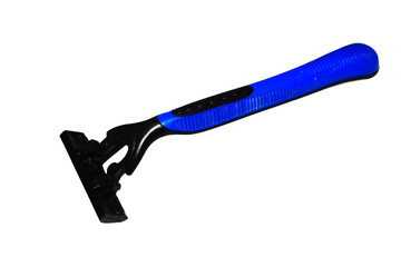 Close-up shot of a razor on a clean white surface, great for beauty and grooming product uses