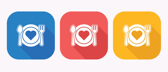 Colorful Food Heart Icons Set