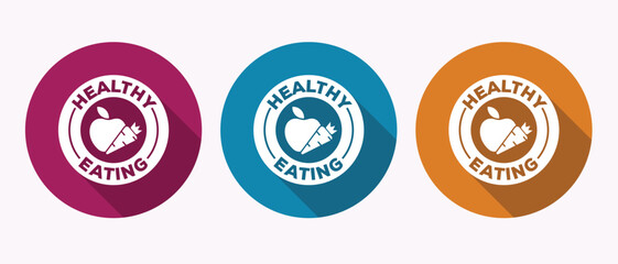Healthy Eating Icon Set with Three Color Variations