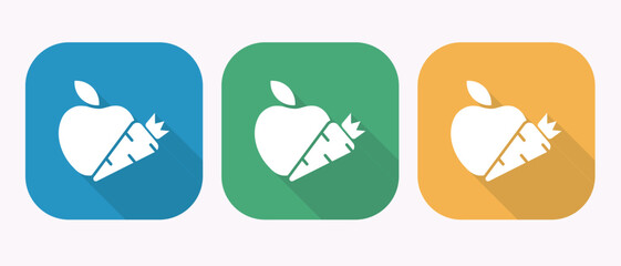 Set of apple and carrot icons in different colors