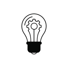 Light bulb with gear inside symbolizing ideas and innovation