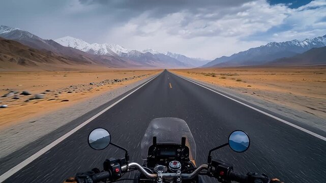 motorbike journey on leh ladakh mountain road pov camera video
