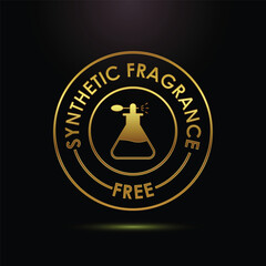 Synthetic Fragrance Free Label, Golden synthetic fragrance free Badge