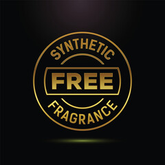 Synthetic Free Fragrance Badge with Gold Outline on Black Background