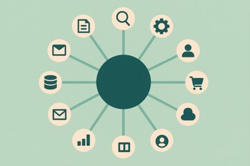 Fototapeta premium Centralized Information Ecosystem Representing Digital Interaction Tools for Enhanced User Engagement Expressing Modern Connectivity captured with clarity