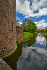 Naklejka premium Park view on the De Haar Castle on a nice spring day. Utrecht, Netherlands