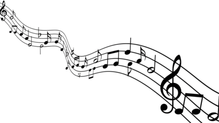 White musical notes on isolated on a transparent background white notes sheet music treble clef