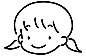 女の子の顔のかわいい手書きのシンプルイラスト