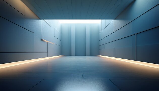 abstract architectural interior bathed in a single light source