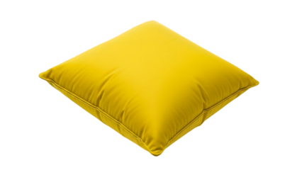Yellow Square Pillow isolated on a transparent background yellow pillow cushion
