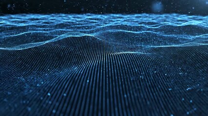 Abstract digital wave pattern with glowing blue lines and particles creating a futuristic technological landscape representing data flow network connections and advanced computing concepts in a dynam. - Powered by Adobe