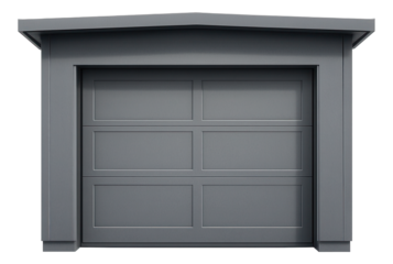 Single-bay hangar featuring a flat roof and sectional doors.