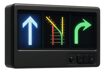 Digital signal box with display panels for route guidance.