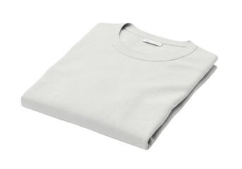 Folded white t-shirt isolated PNG on transparent background, casual apparel for fashion and everyday wear mockup
