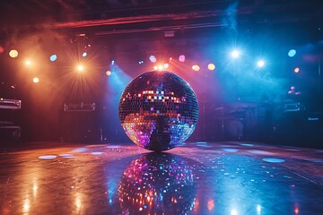 Retro disco ball reflecting colorful light patterns high resolution picture