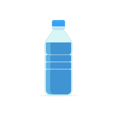 Bottle of water placed against a plain background with a focus on the shape and color of the container