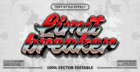 Editable text effect vector &ldquo;Limit Breakers&rdquo; featuring bold typography, strong contrast colors, and a powerful style that represents courage, intensity, and unstoppable energy.