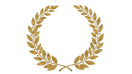 Golden Laurel Wreath isolated on a transparent background leaves