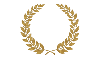 Golden Laurel Wreath isolated on a transparent background leaves