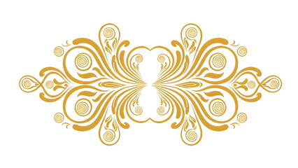 Fototapeta premium Golden ornate with swirling patterns isolated on a transparent background decorative