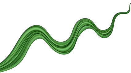 Green liquid wave shape isolated on a transparent background abstract