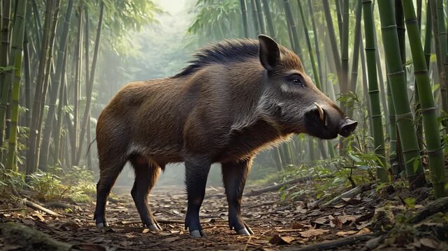 moupin pig wild boar subspecies in india forest video