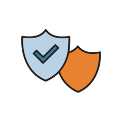 Verified security and robust protection represented by two overlapping shields