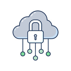 Cloud Security Icon — Lock Symbol, Minimal Line Vector (SVG)
