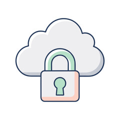 Cloud Security Icon — Lock Symbol, Minimal Line Vector (SVG)
