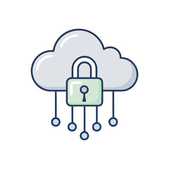 Cloud Security Icon — Lock Symbol, Minimal Line Vector (SVG)
