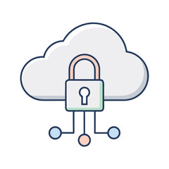 Cloud Security Icon — Lock Symbol, Minimal Line Vector (SVG)

